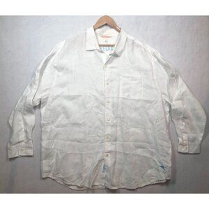 Tommy Bahama Relax Long Sleeve White Linen Shirt Button Front Men's 2XB XXL 2X